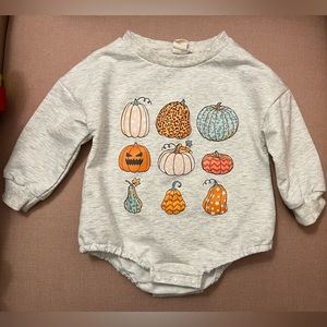 Baby Girl Halloween Pumpkin Bubble Romper Sweatshirt Size 3-6 or 6 Months